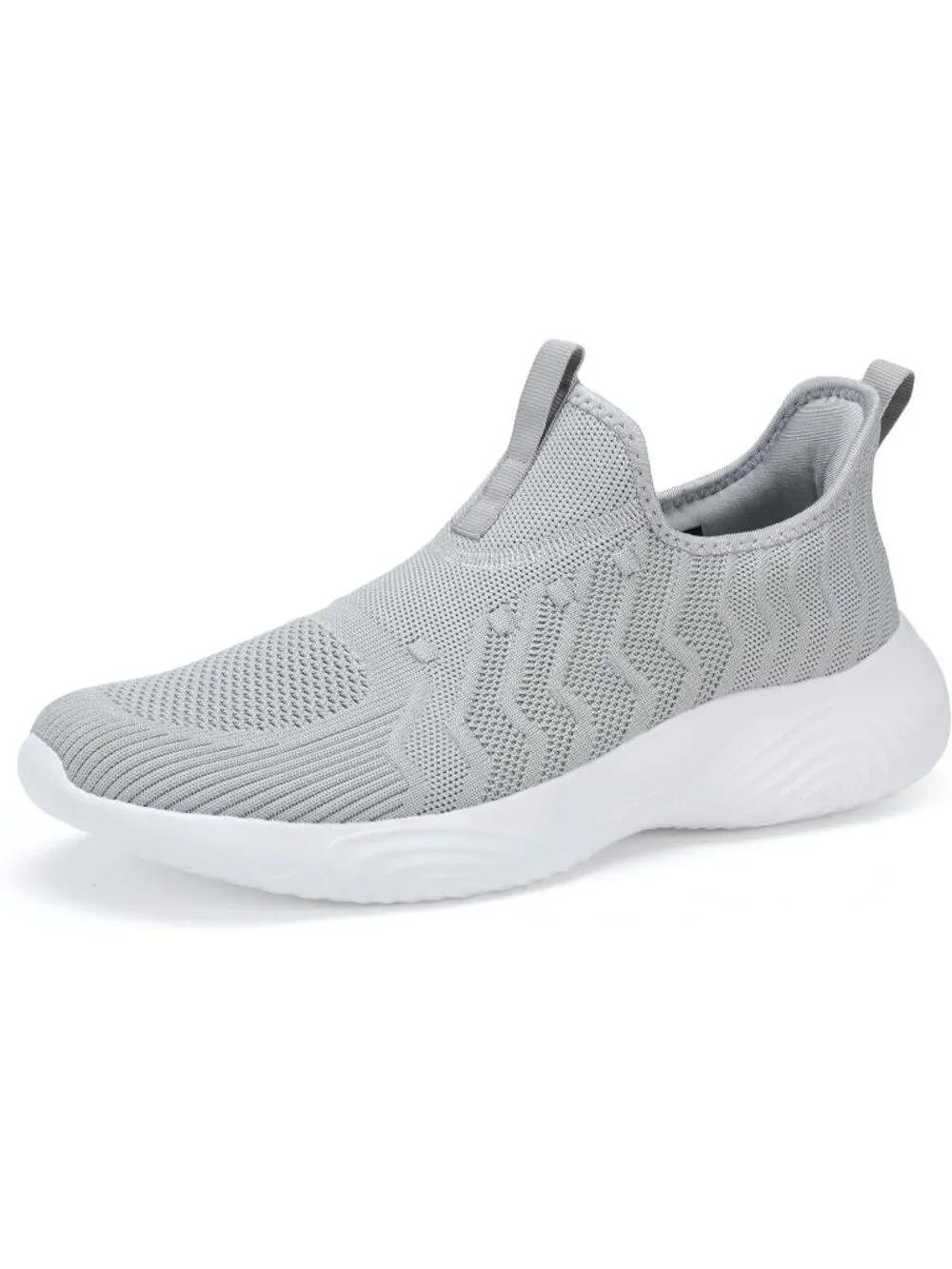 Men's Grey Slip On Walking Mesh Shoes Lightweight Comfortable Gym Running Shoes